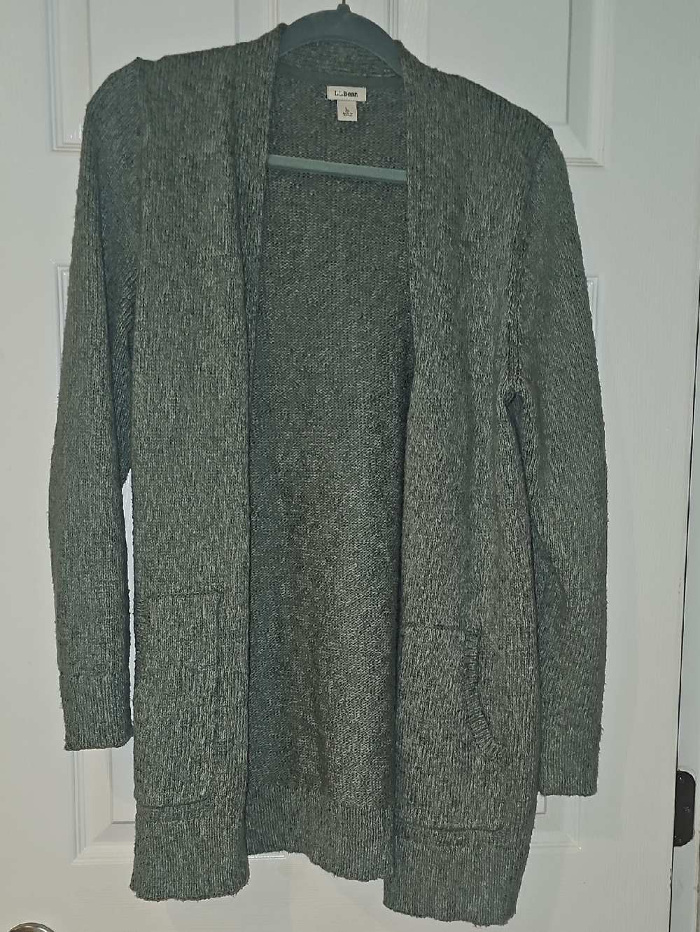 L.L. Bean Heather Gray Open-Front Knit Cardigan